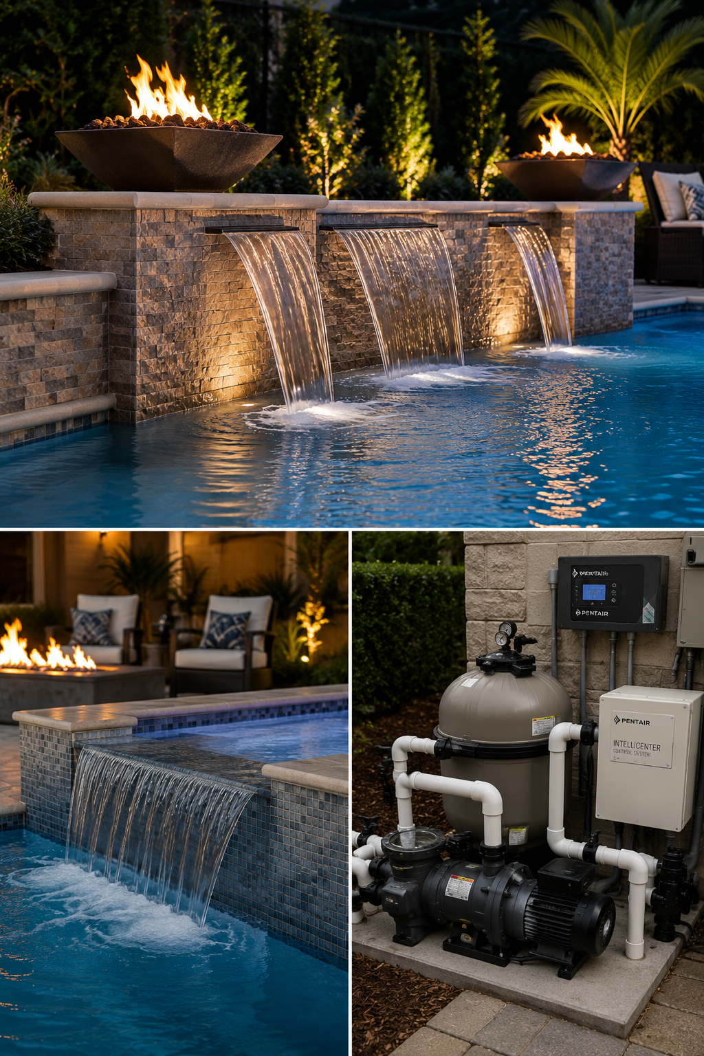 Pool water features and finishing touches